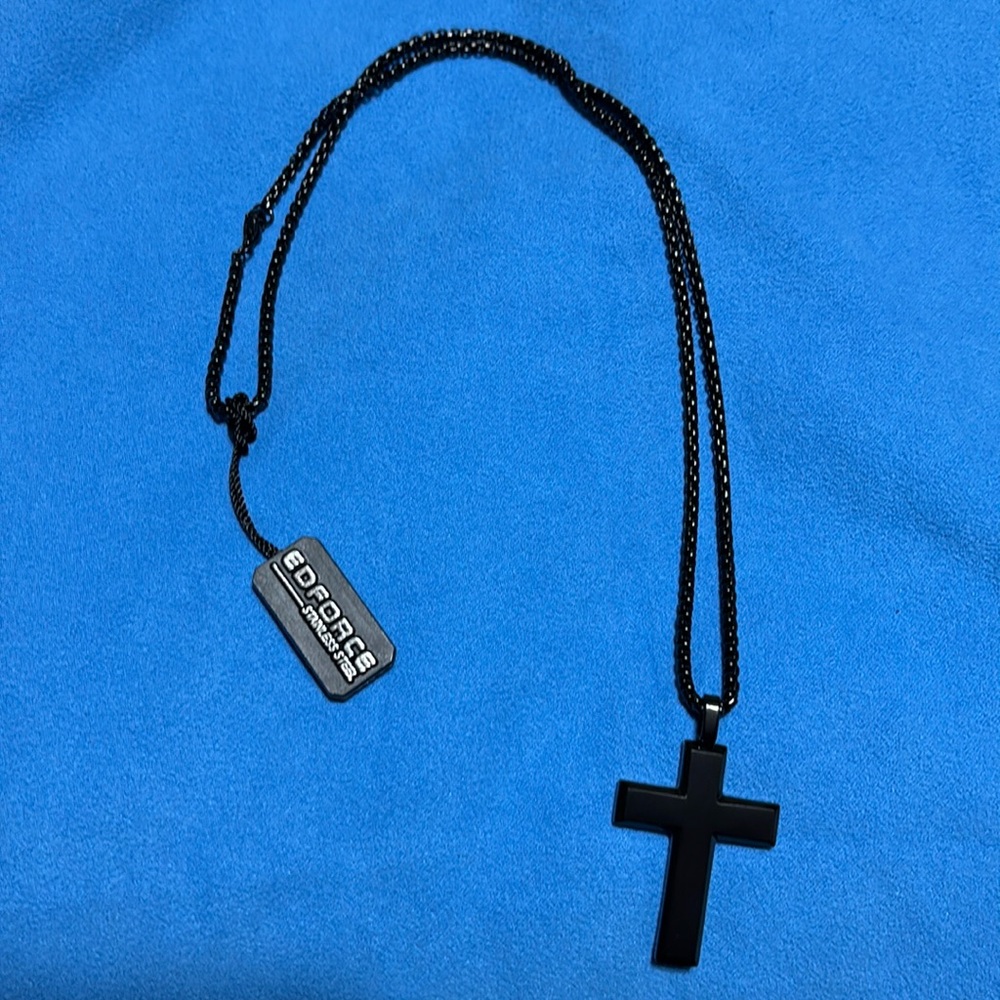 ED Force Black Stainless Steel Cross Necklace
